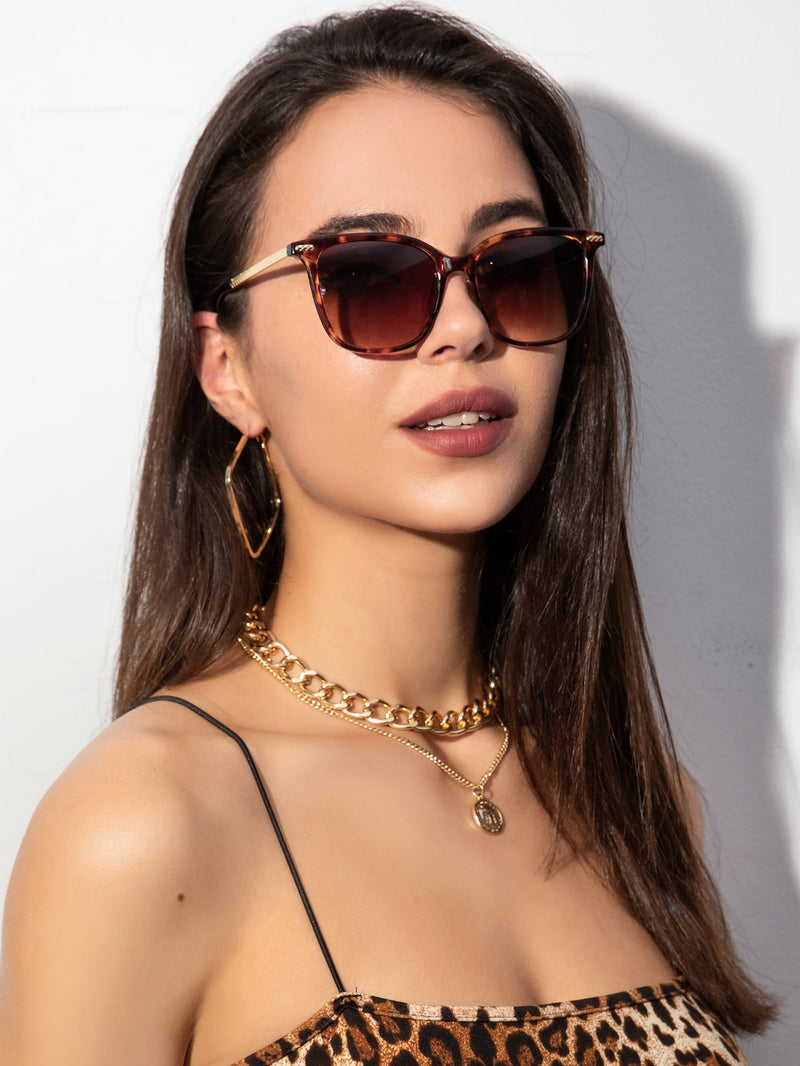 1 Peça Óculos De Sol Feminino De Formato Quadrado Metálico De Moda