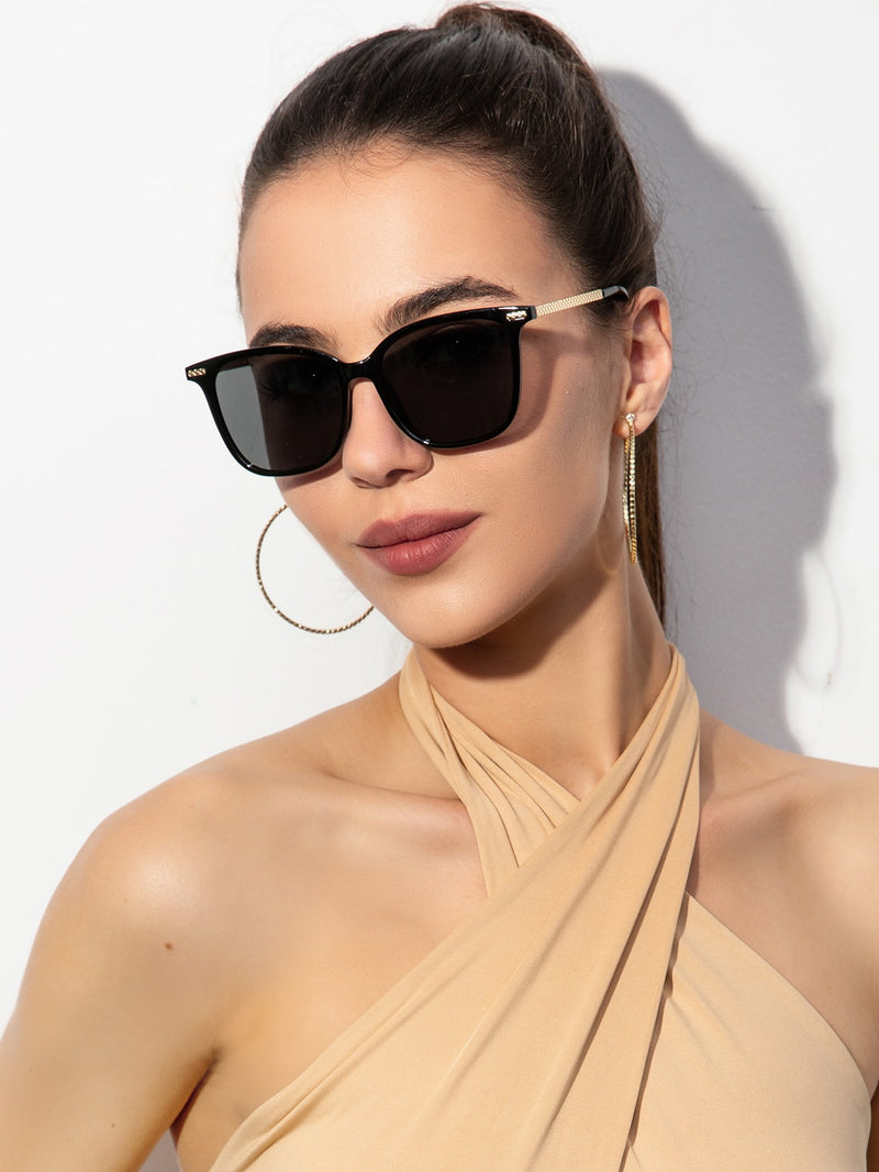 1 Peça Óculos De Sol Feminino De Formato Quadrado Metálico De Moda