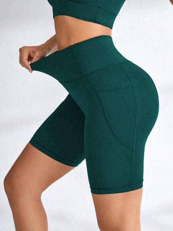 Yoga Basic Shorts Esportivos Femininos Com Bolsos