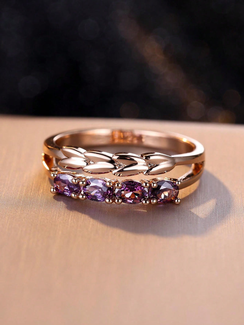 1 Peça Luxuoso Conjunto De Anéis Em Forma De Espiga De Trigo Dourado
